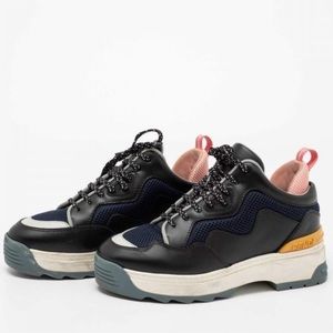 Fendi Multicolor Leather and Mesh T-Rex Low Top Sneakers Size 37